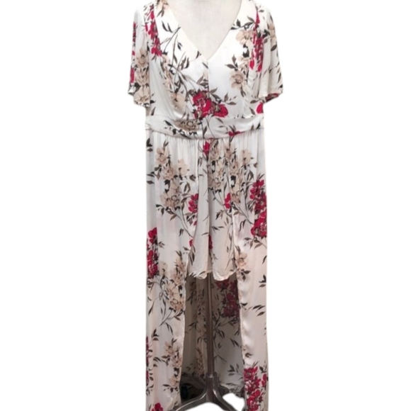 Torrid White Floral Challis Overskirt Romper - Picture 4 of 10